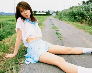 Adorable japanese student posing,..