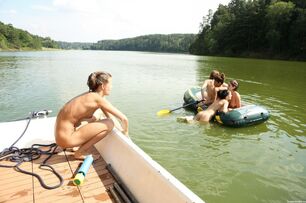 A gang of virgin women go rafting