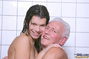 Moist young woman and an senior